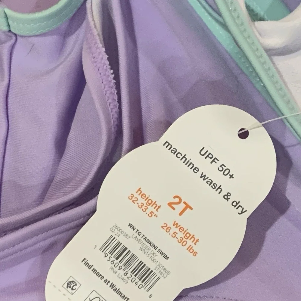 Wonder Nation Toddler Girl Tankini Swimsuit 2T New with Tags Lavender Sky Sweet
